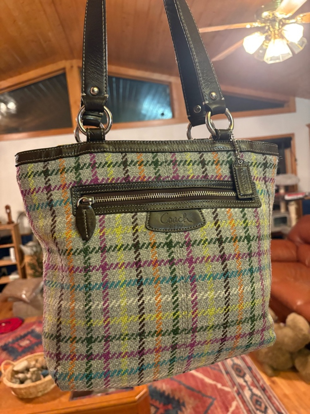 Coach Penelope Plaid Wool Tweed shoulder bag